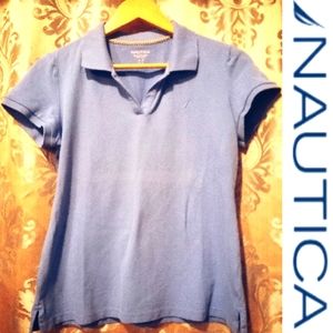Nautica Women's Short Sleeve Fitted Logo Polo-type Shirt * Size Medium